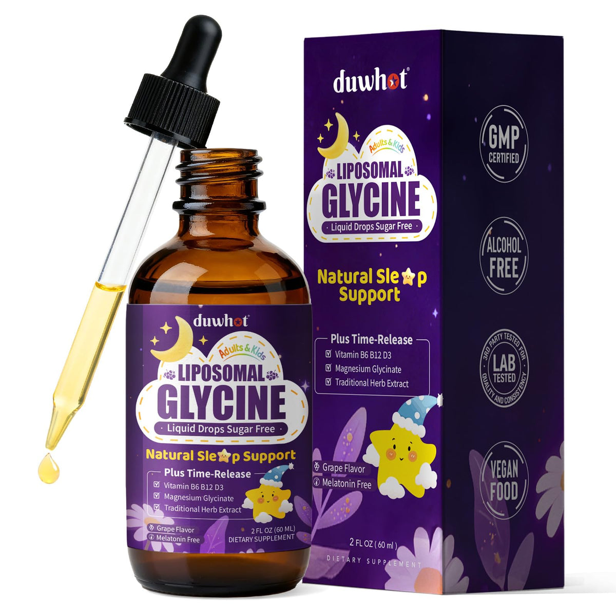 duwhot Complément Alimentaire Glycine Liposomale 1,5mg/3mg - Vue de face