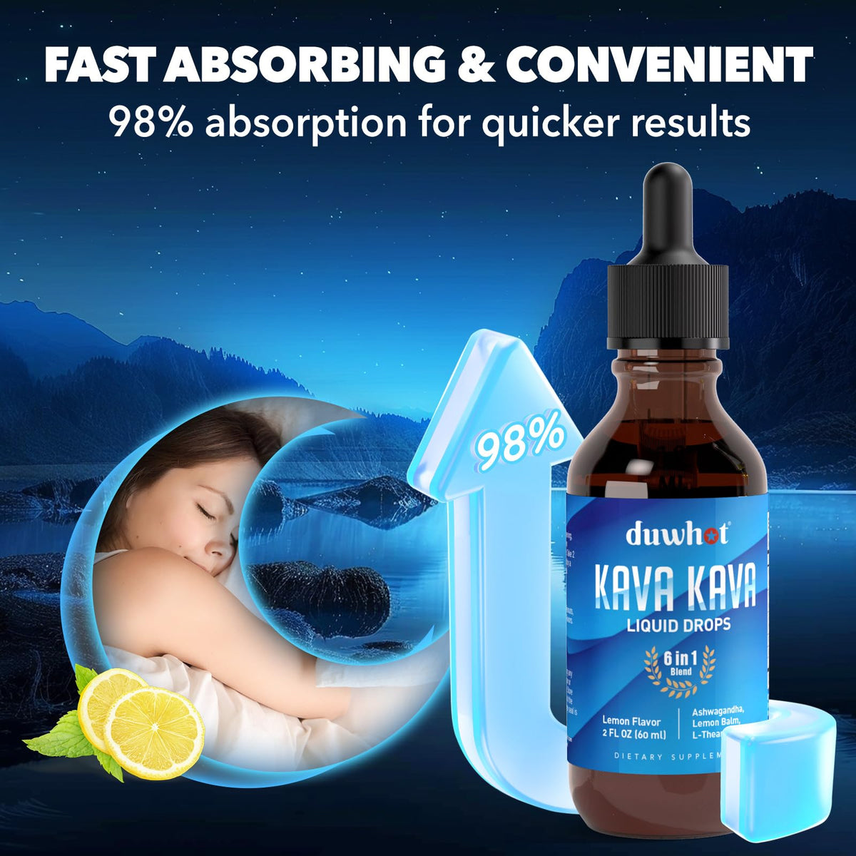 duwhot Extrait de Kava Kava 1000mg flacon avec goutte