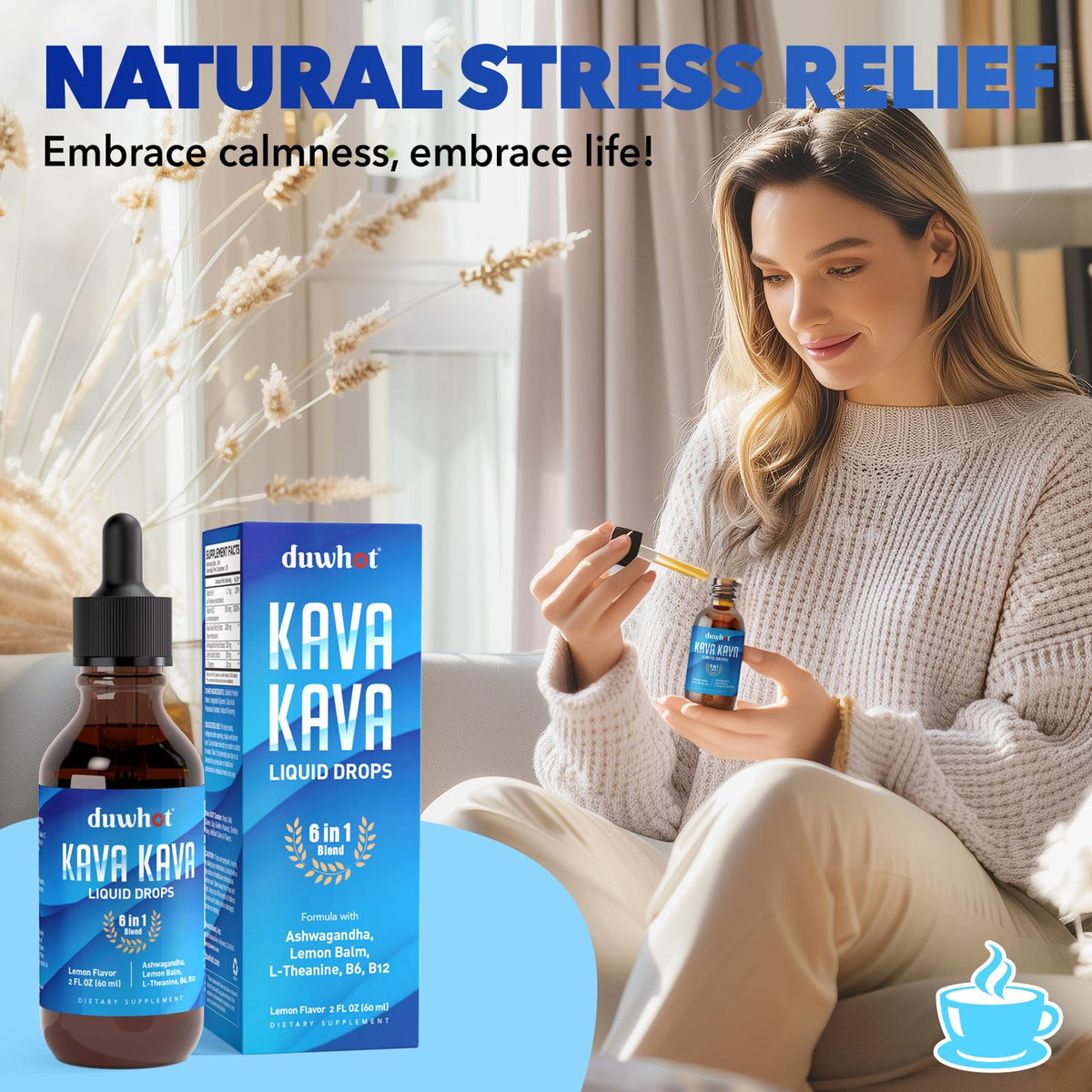 duwhot Extrait de Kava Kava 1000mg gouttes sur une table
