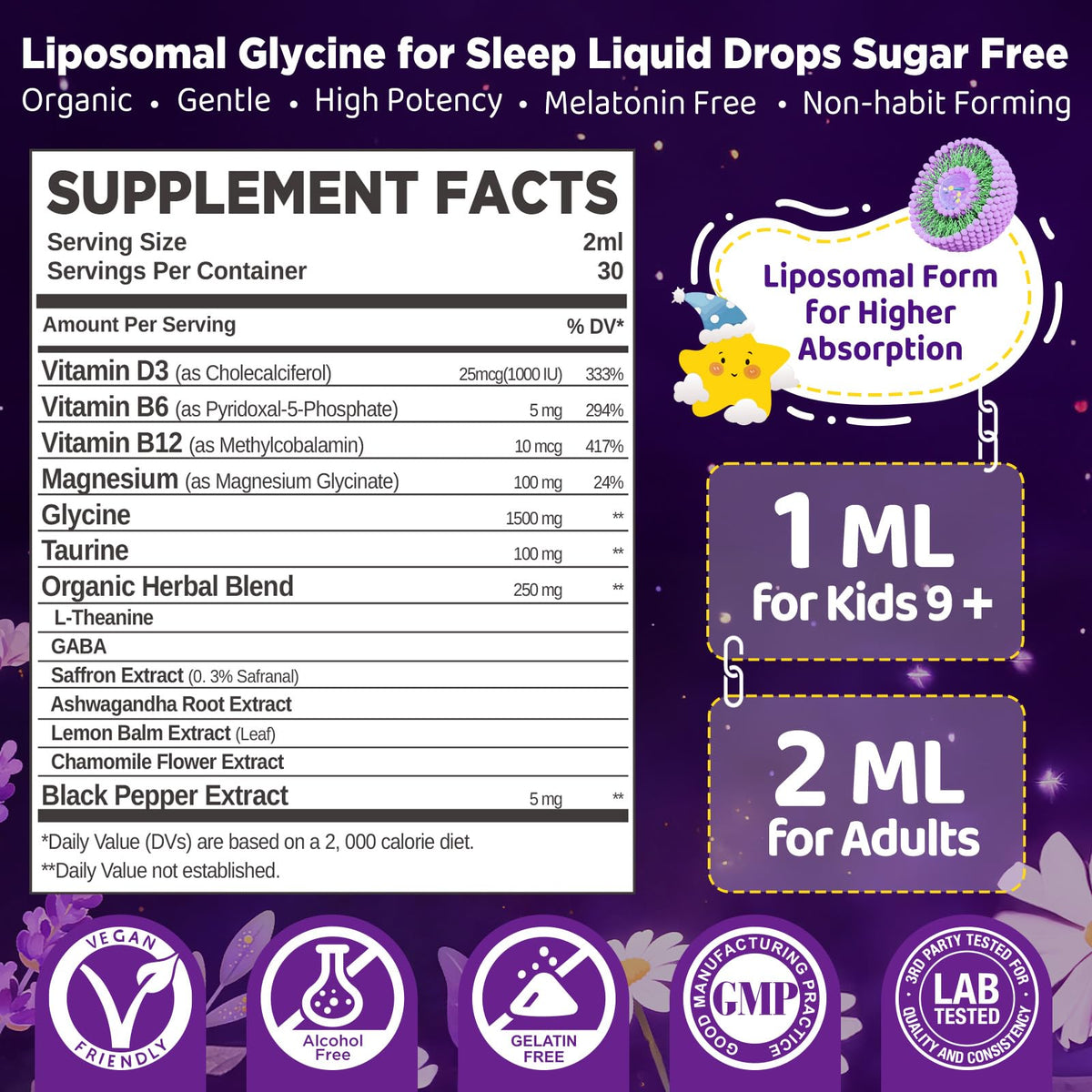 duwhot Glycine Liposomale - Détails de l'étiquette