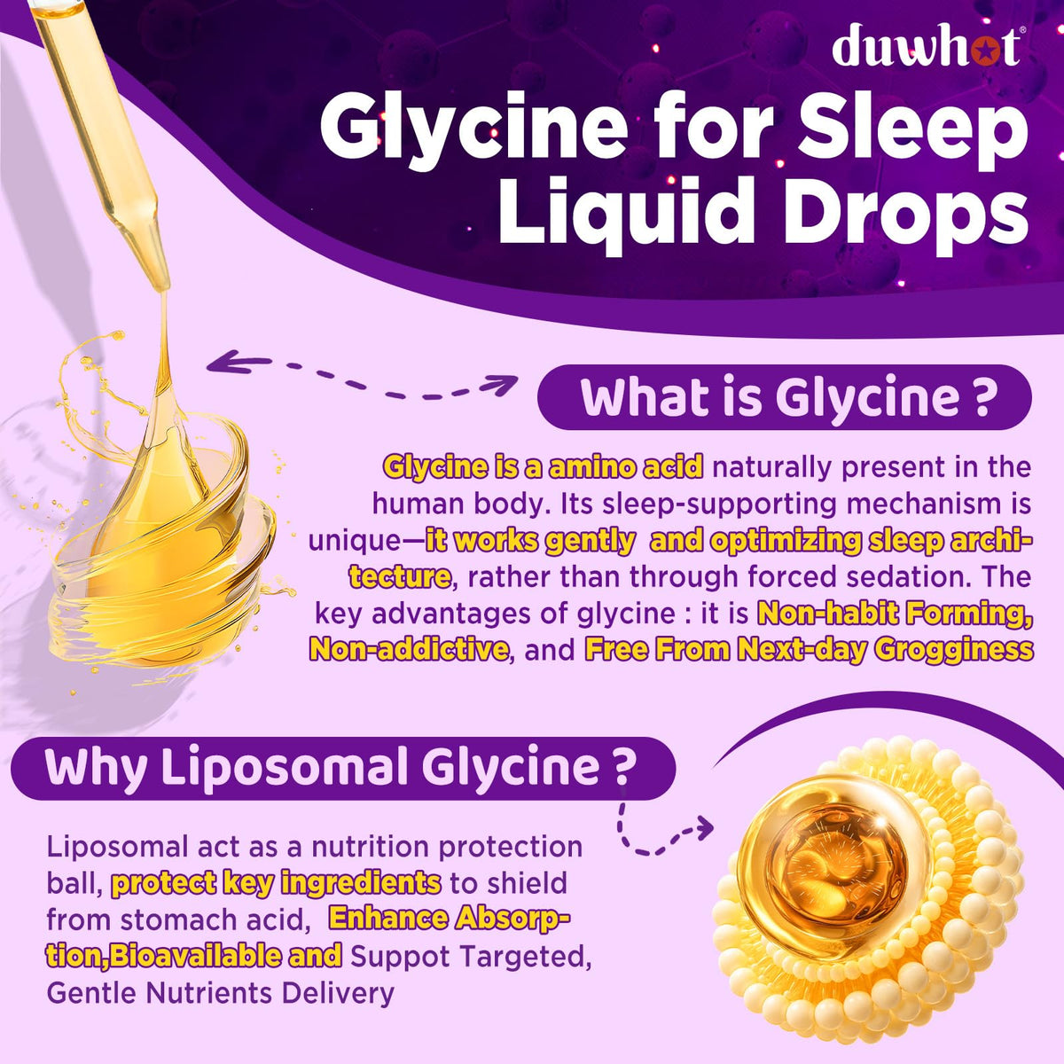 duwhot Glycine Liposomale - Gouttes dans une cuillère