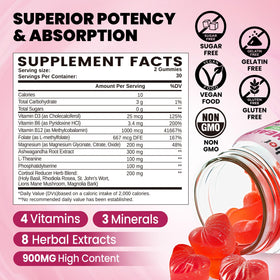 duwhot Gummies Cortisol 15 en 1 avec étiquette et ingrédients