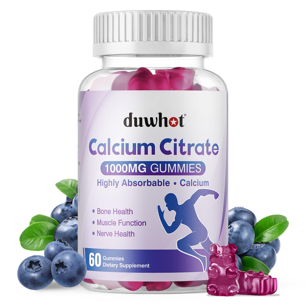 duwhot Gummies de Citrate de Calcium 1000mg vue de face