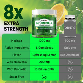 duwhot gummies Moringa bio 1000mg ingrédients sur l'emballage