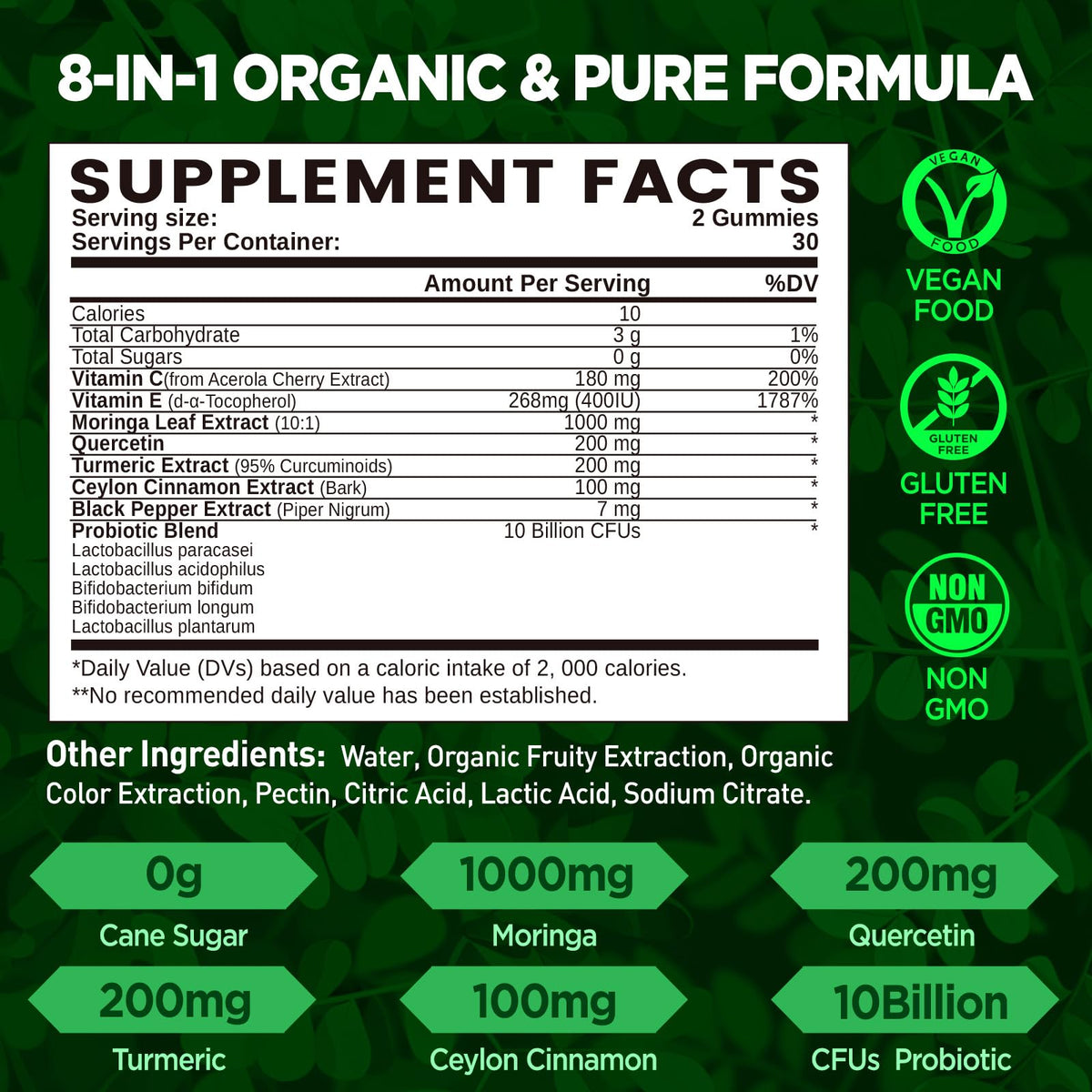 duwhot gummies Moringa bio 1000mg vue de près des gummies