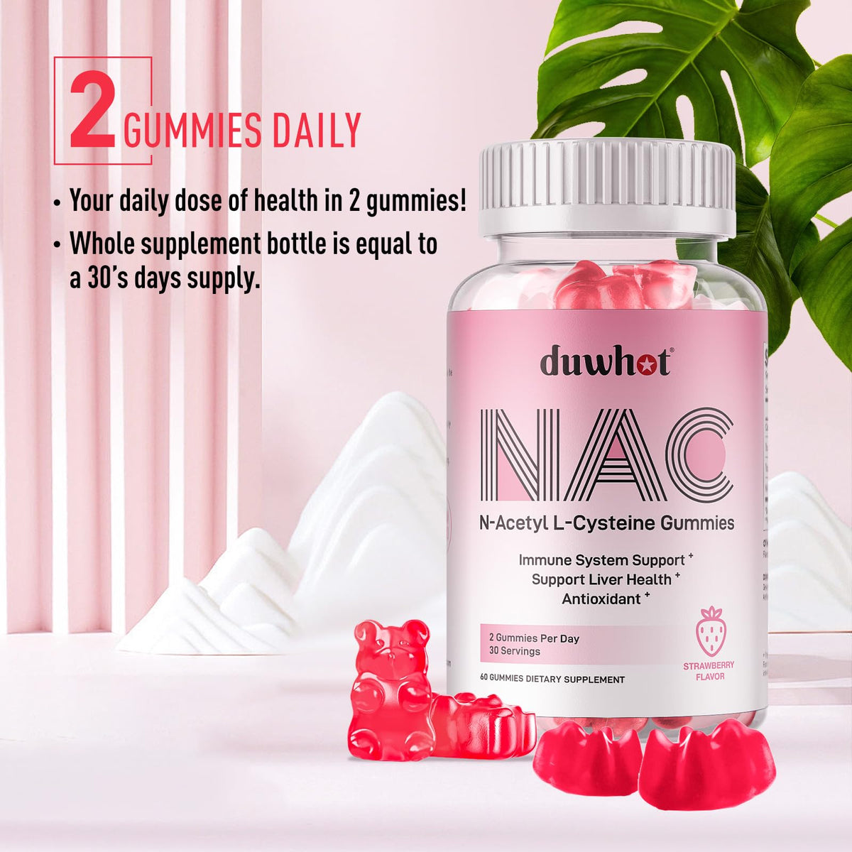 duwhot Gummies NAC 600mg prise en main avec une main adulte