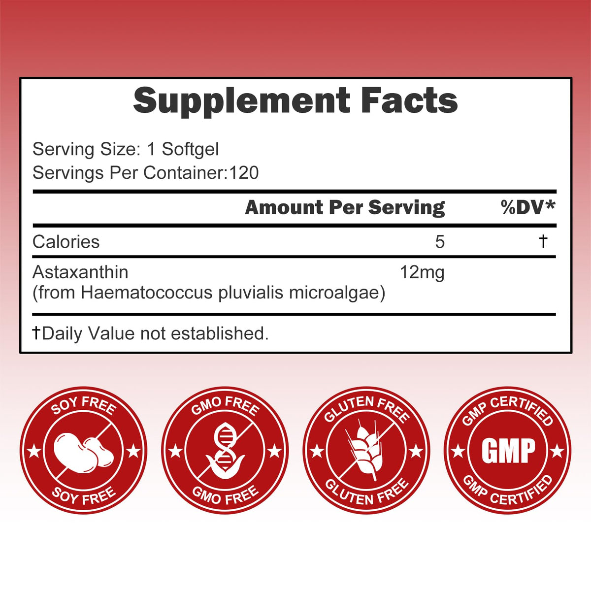 DYHONKEE Astaxanthin 12mg sur fond blanc