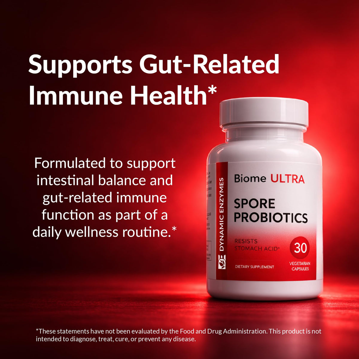 Dynamic Enzymes Biome Ultra Probiotique capsules sur une table
