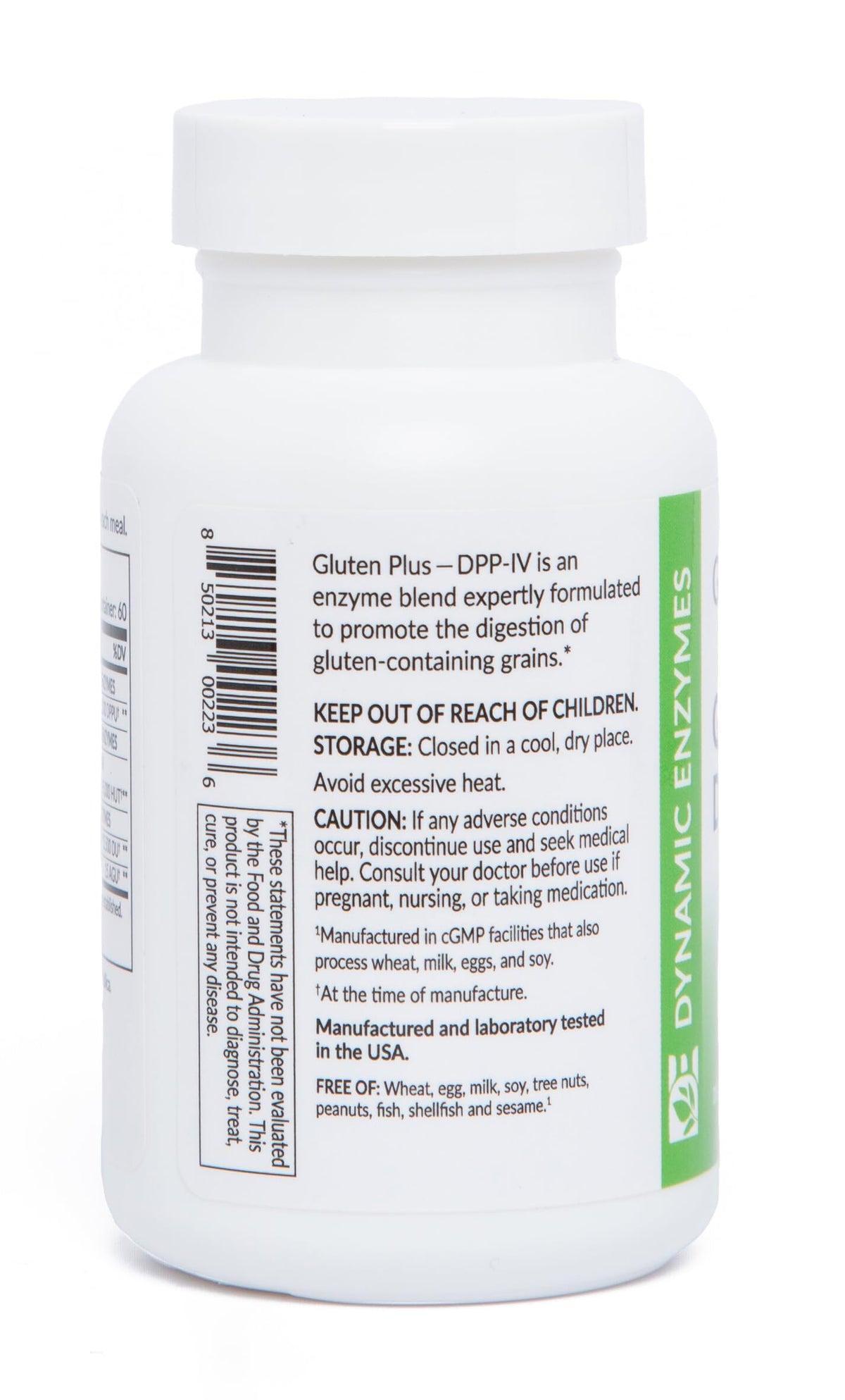 Dynamic Enzymes Gluten Plus, étiquette des ingrédients
