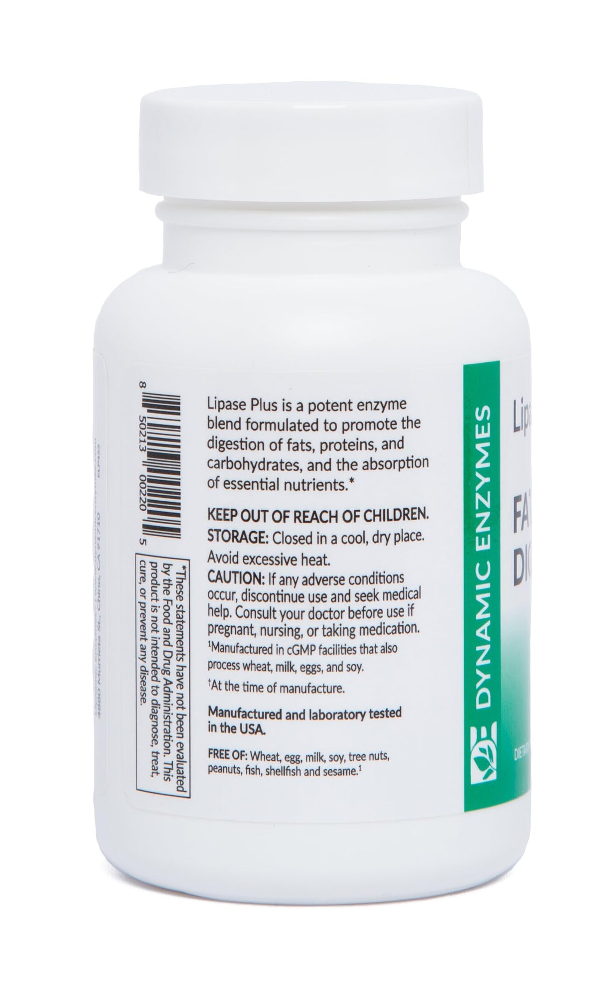Dynamic Enzymes Lipase Plus capsules avec un verre d'eau