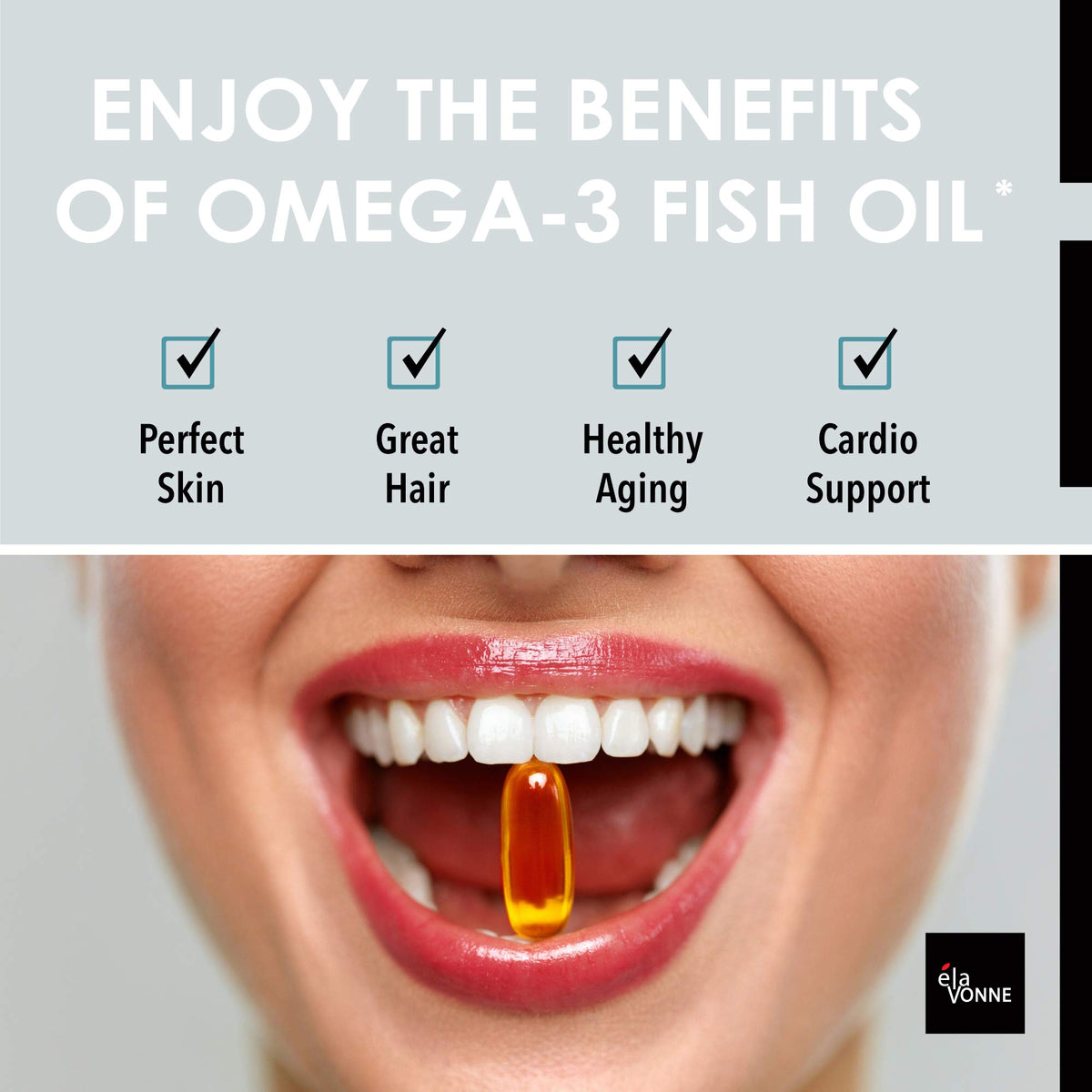 E´LAVONNE huile de poisson Omega-3 2400mg gélules avec boîte