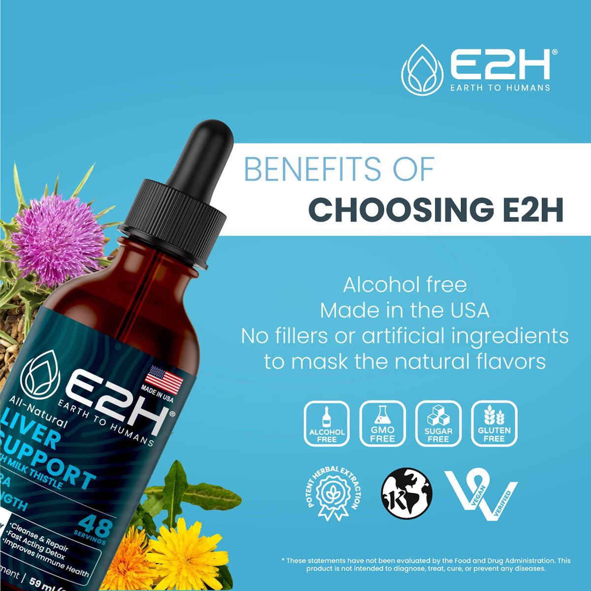 E2H Chardon-Marie 60ml flacon dans un décor naturel