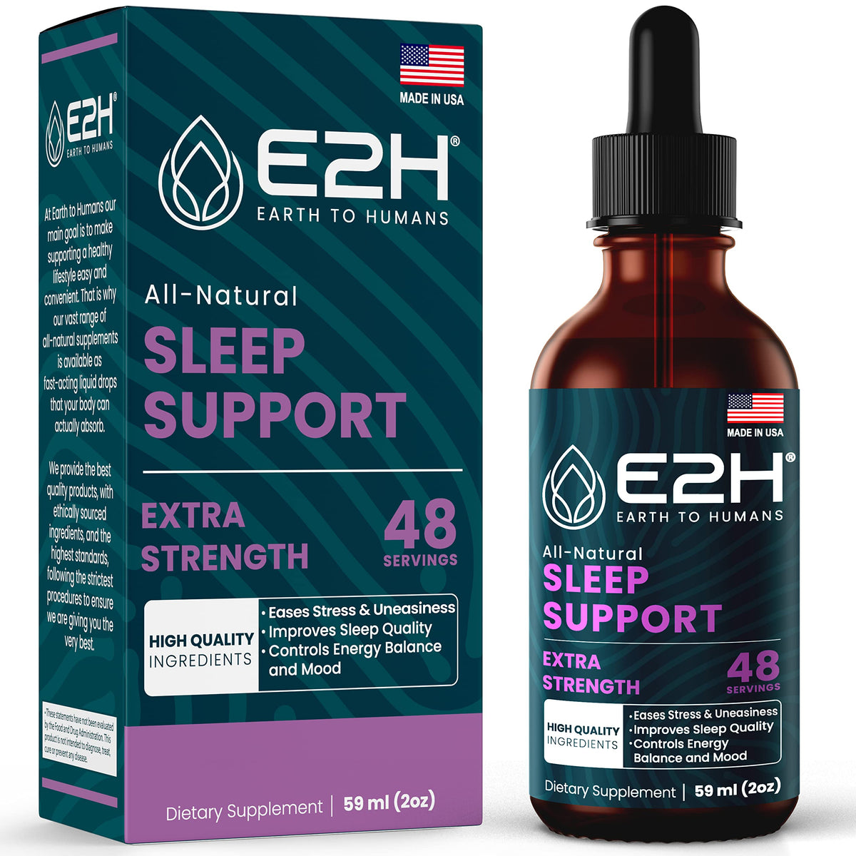 E2H Complément Alimentaire Sommeil 60ml avec étiquette visible