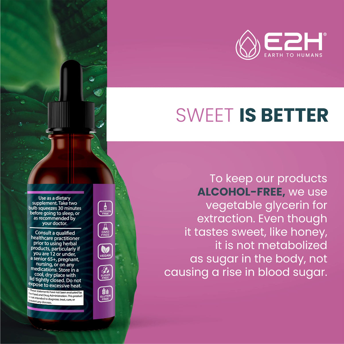 E2H Complément Alimentaire Sommeil 60ml avec informations nutritionnelles