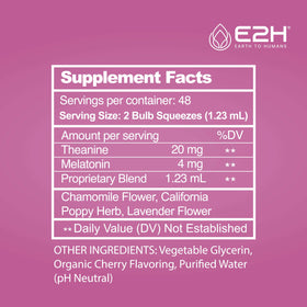 E2H Complément Alimentaire Sommeil 60ml avec ingrédients visibles