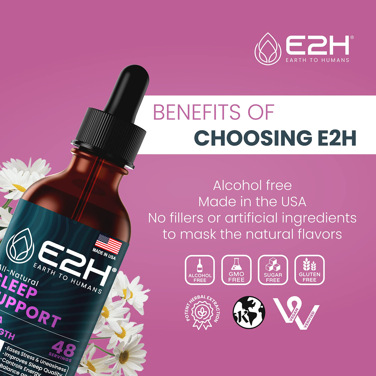 E2H Complément Alimentaire Sommeil 60ml sur une table