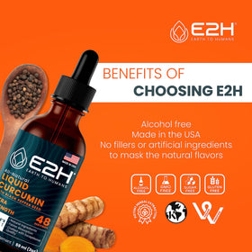 E2H Curcuma Liquide 60 ml, bouteille avec goutte à goutte