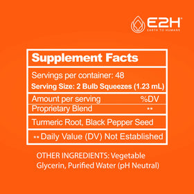E2H Curcuma Liquide 60 ml, produit sur une table en bois