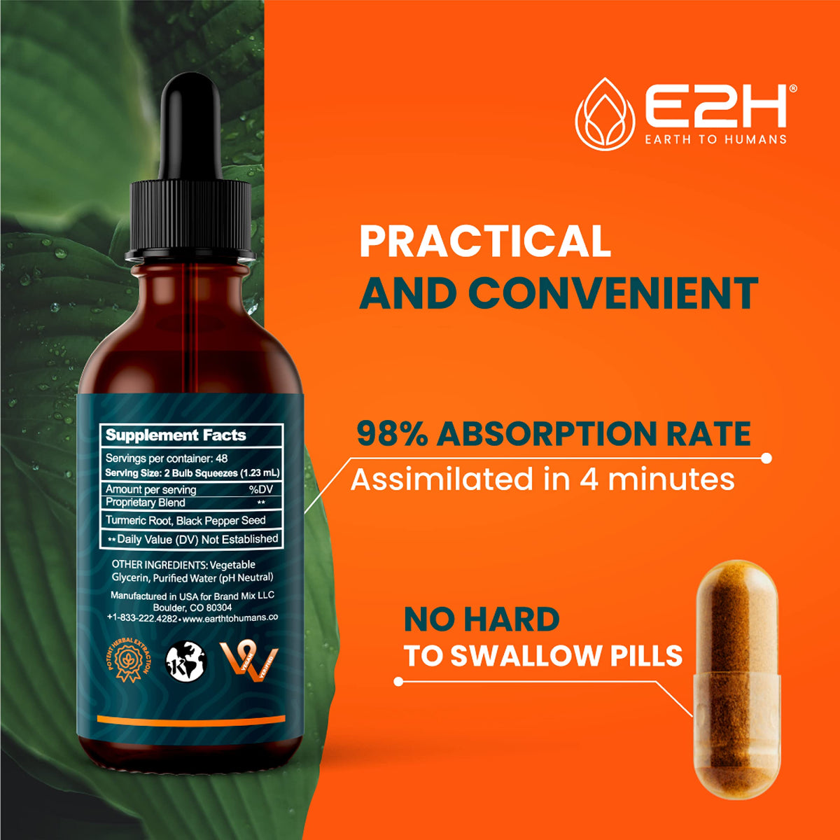 E2H CurcumaLiquide 60 ml sur un fond naturel