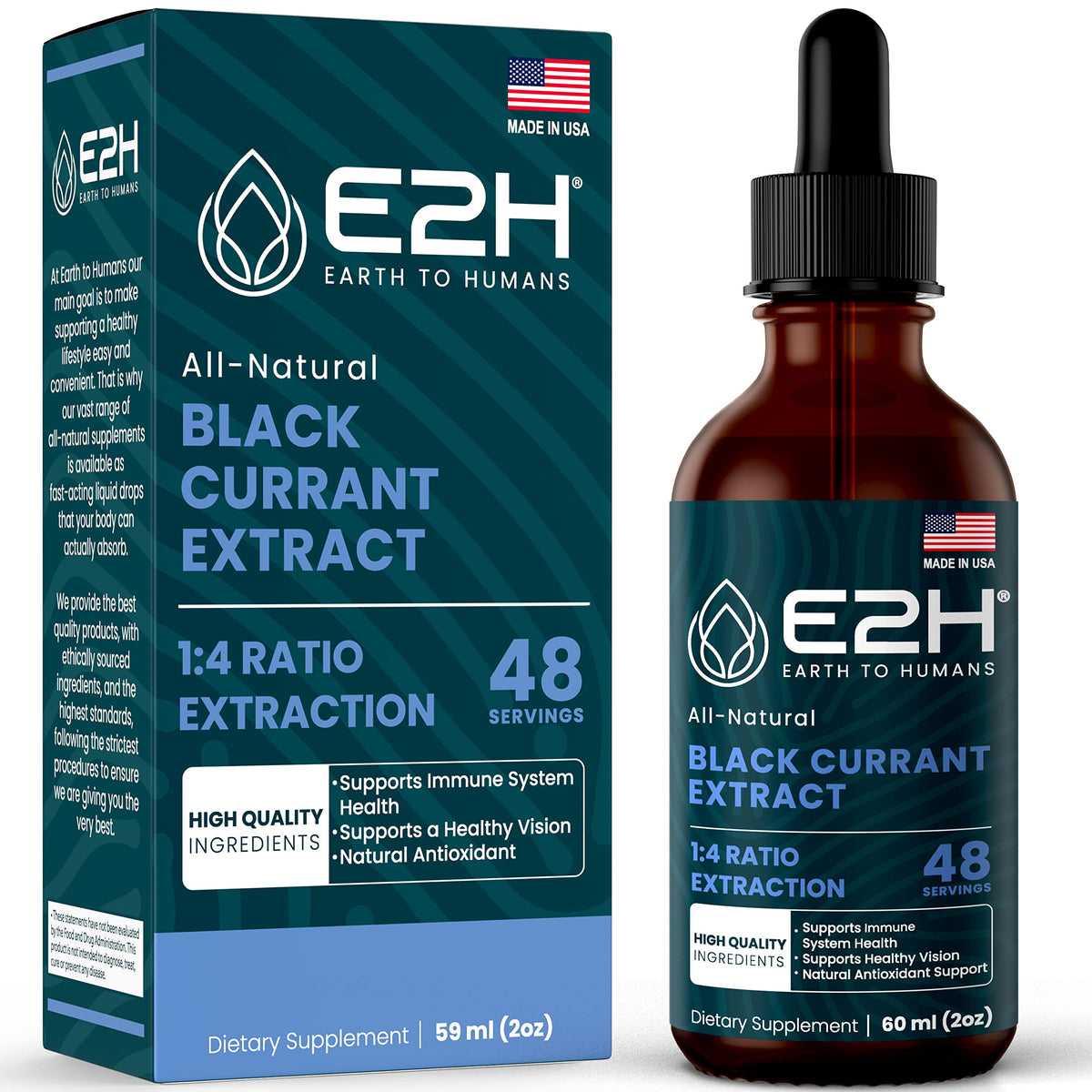 E2H Extrait Naturel de Cassis 2 oz vue de face