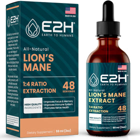 E2H Lions Mane complément alimentaire liquide 60 ml, bouteille frontale