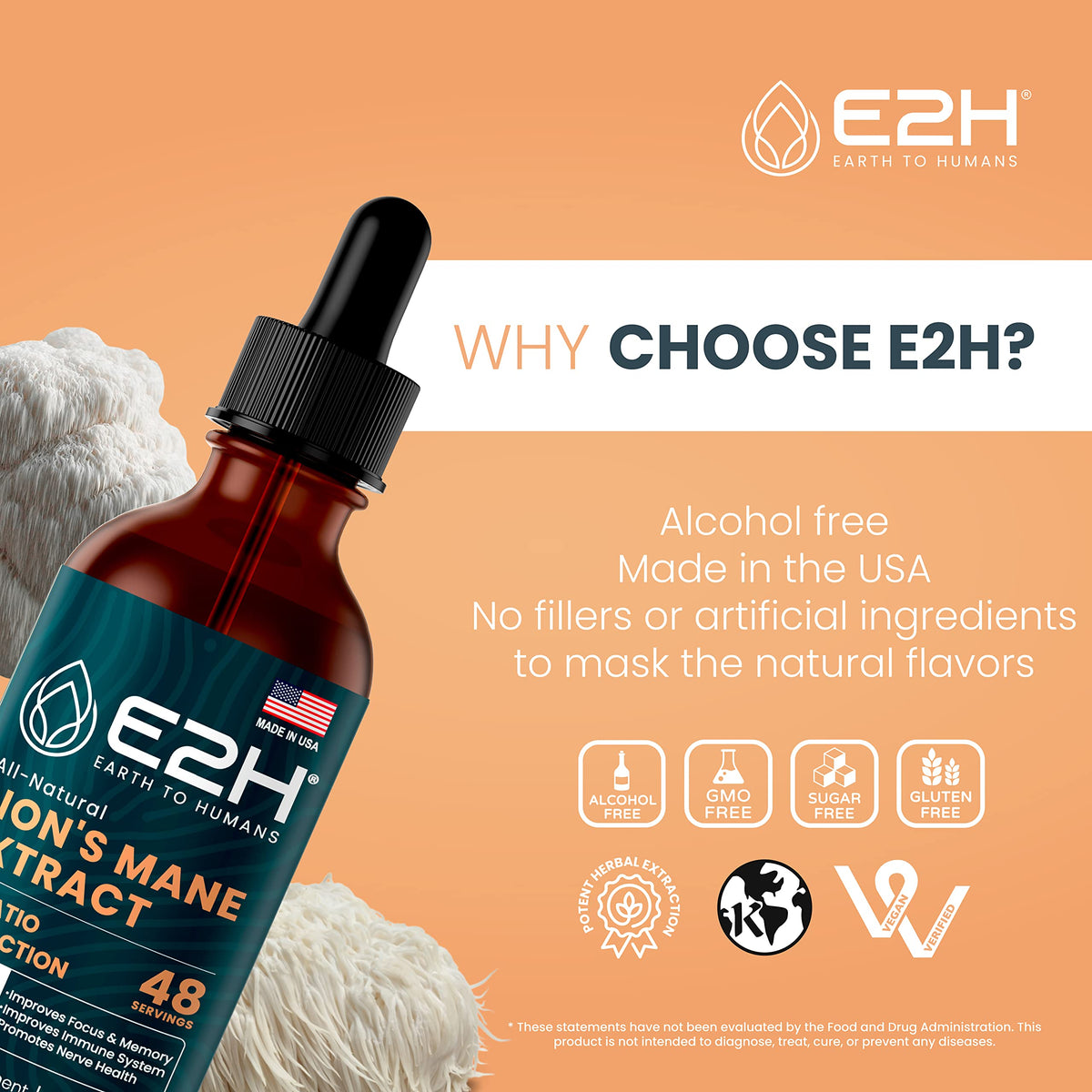 E2H Lions Mane, mise en scène avec d'autres compléments alimentaires