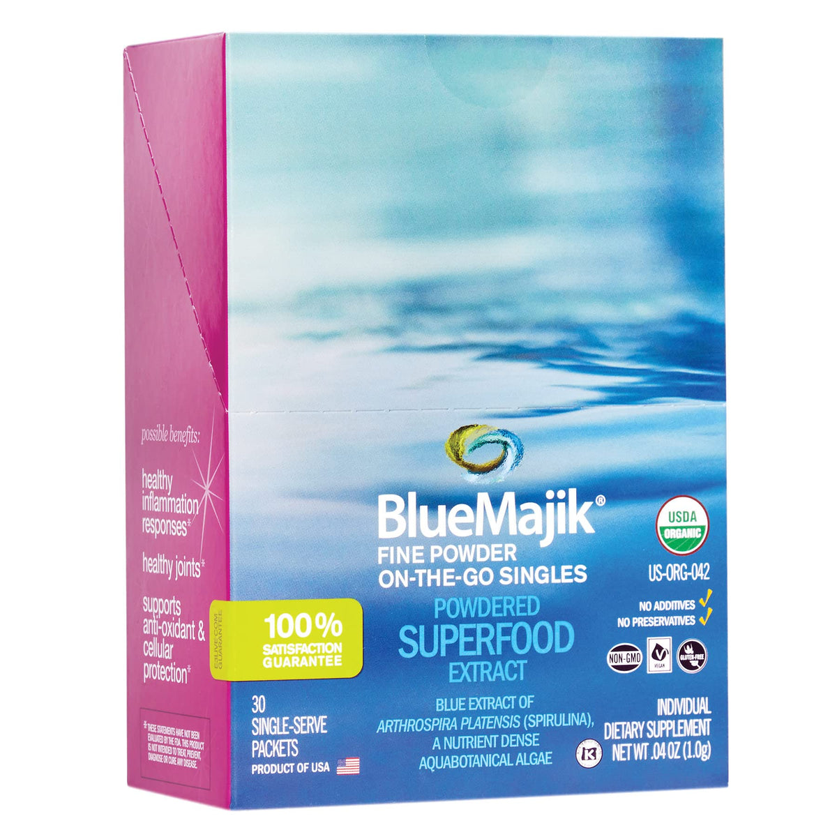 E3LIVE Blue Majik sachet individuel avec étiquette