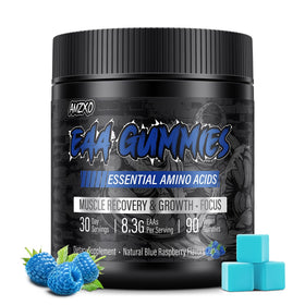 EAA Gummies AMZXO 8300mg flacon avec gummies framboise bleue