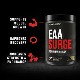 EAA Surge Jacked Factory étiquette avec ingrédients et valeurs nutritionnelles