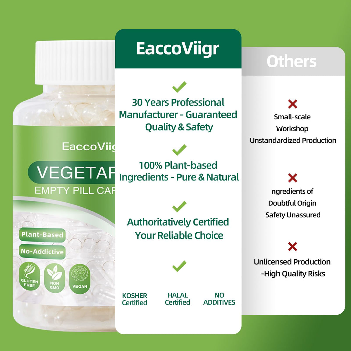 EaccoViigr Capsules Végétales Vides Taille 0 - cuillère micro
