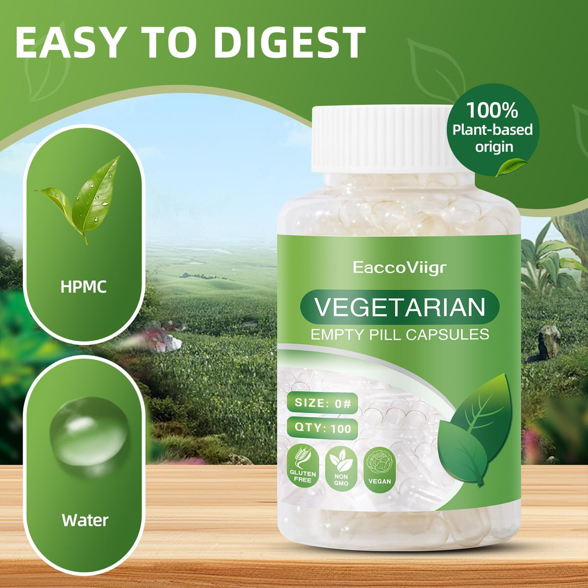 EaccoViigr Capsules vides Taille 0 en gros plan