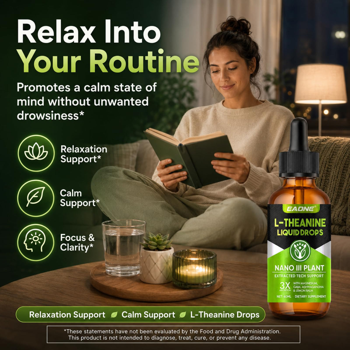 EAONE L-Theanine gouttes liquides 400mg compte-gouttes