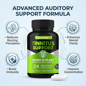 EAONE Tinnitus capsules sur une table