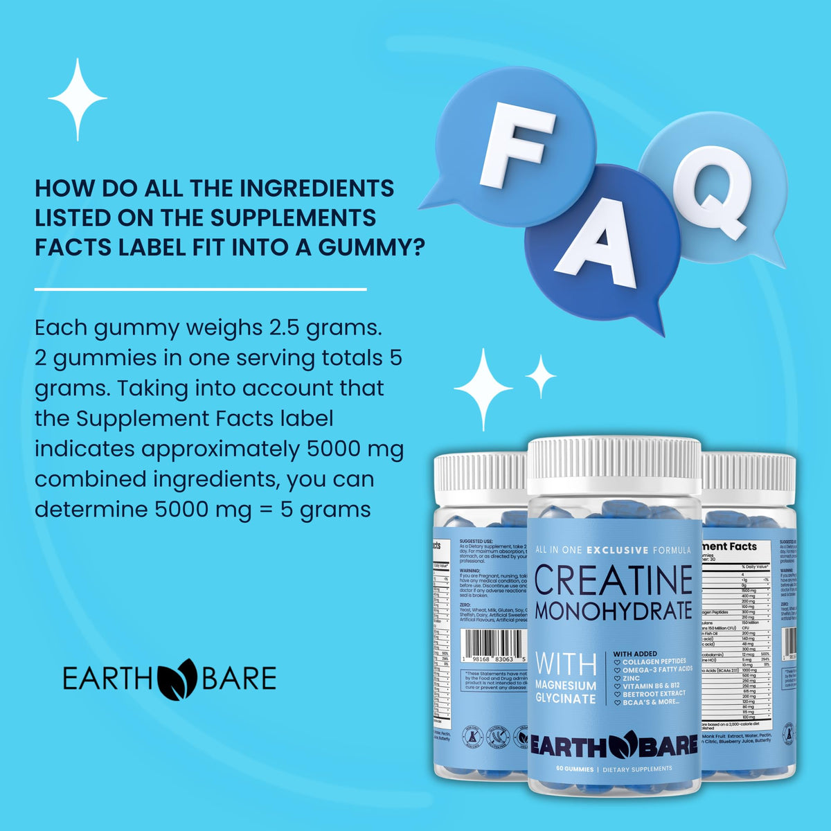 Earth Bare Gummies avec une main tenant le pot