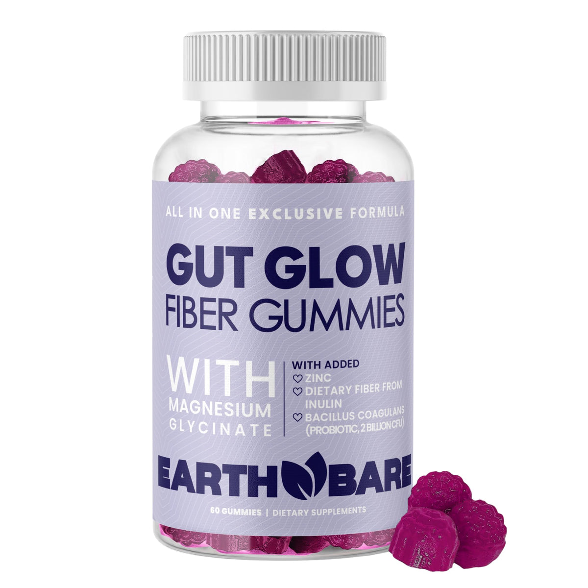 Earth Bare Gummies Prébiotiques 60 Gouttes Saveur Baie vue de face
