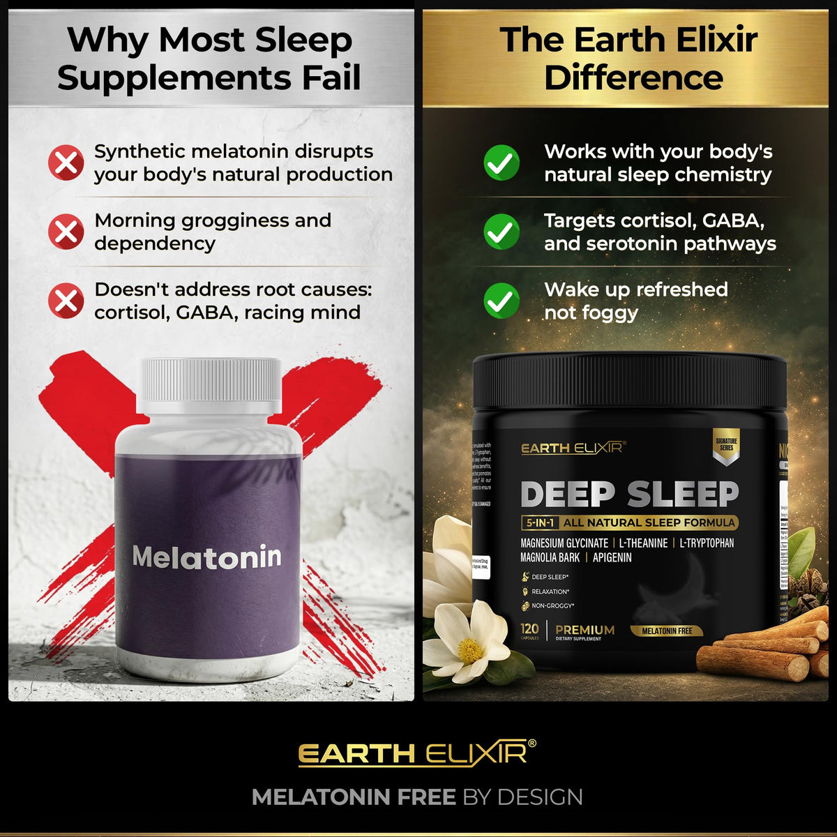 Earth Elixir Aide au Sommeil sans Mélatonine, capsules végétaliennes
