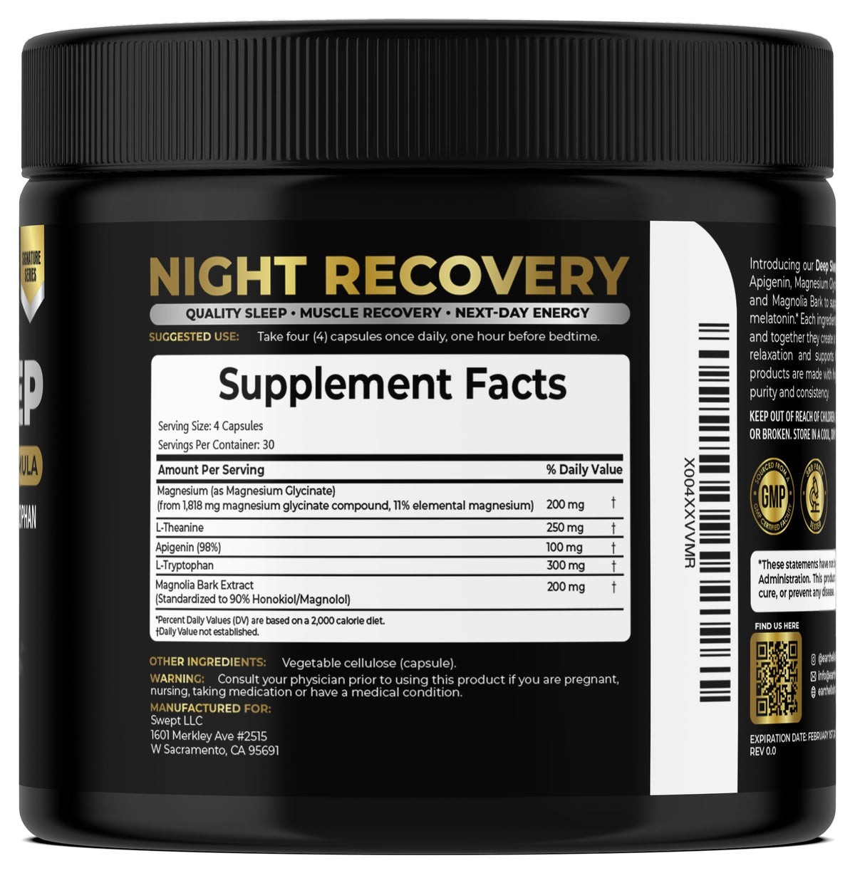 Earth Elixir Aide au Sommeil sans Mélatonine, présentation des capsules