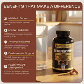 Earth Elixir Complément 4-en-1 Berbérine 1160mg avec ingrédients