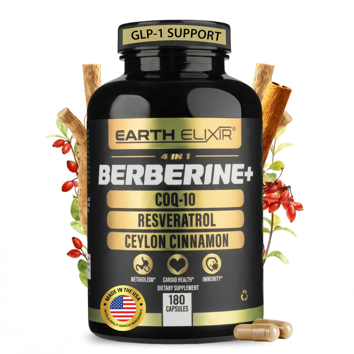 Earth Elixir Complément Alimentaire 4-en-1 Berbérine 1160mg vue avant
