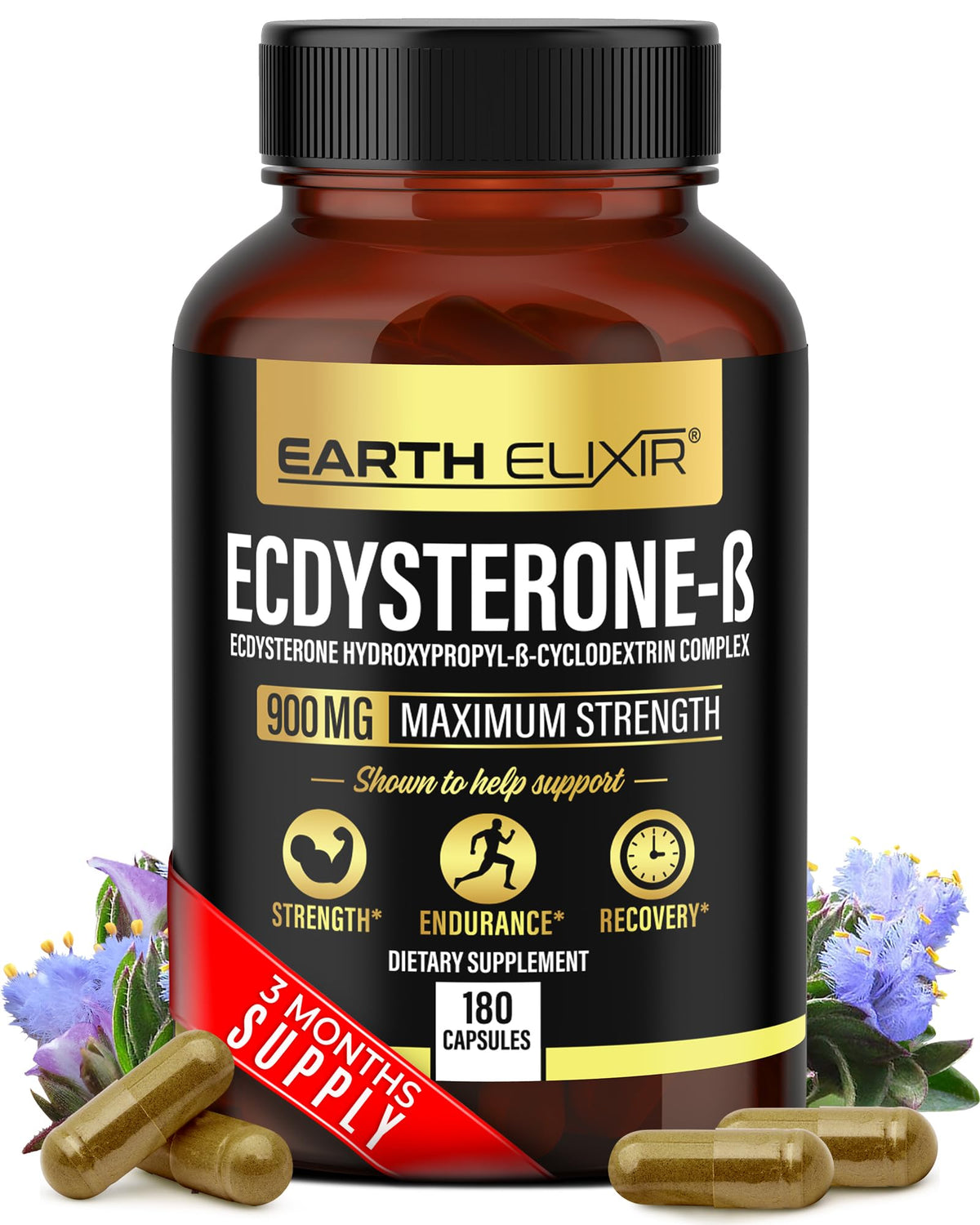 Earth Elixir Ecdystérone 900mg 180 capsules vue de face