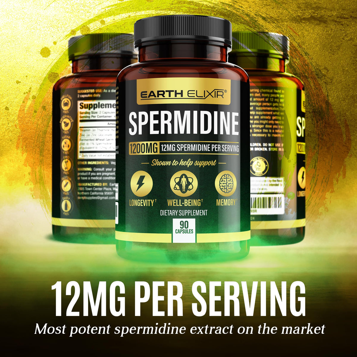 Earth Elixir Spermidine étiquetage et informations nutritionnelles