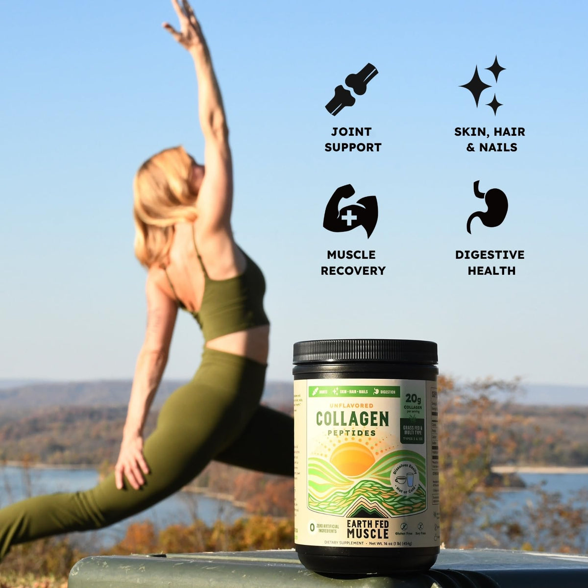 Earth Fed Muscle Collagen Peptides 558g powder texture