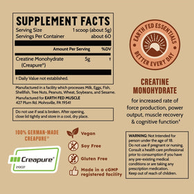 Earth Fed Muscle Créatine Monohydrate 300g produit de qualité