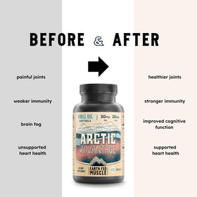 Earth Fed Muscle Huile de Krill Arctic Advantage capsules in a hand