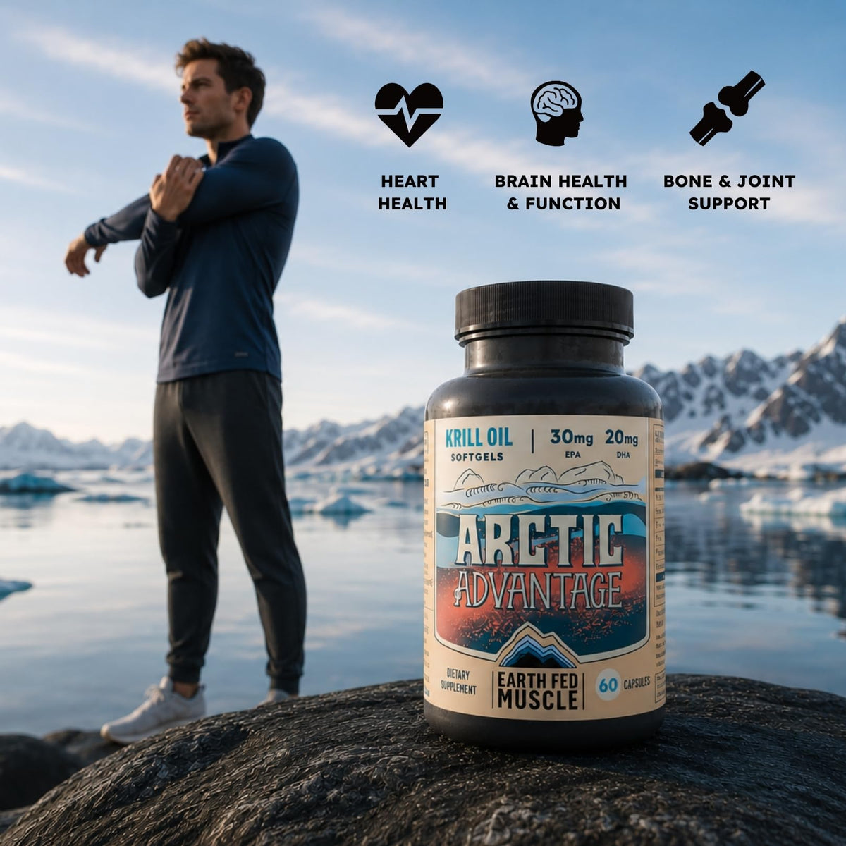 Earth Fed Muscle Huile de Krill Arctic Advantage packaging