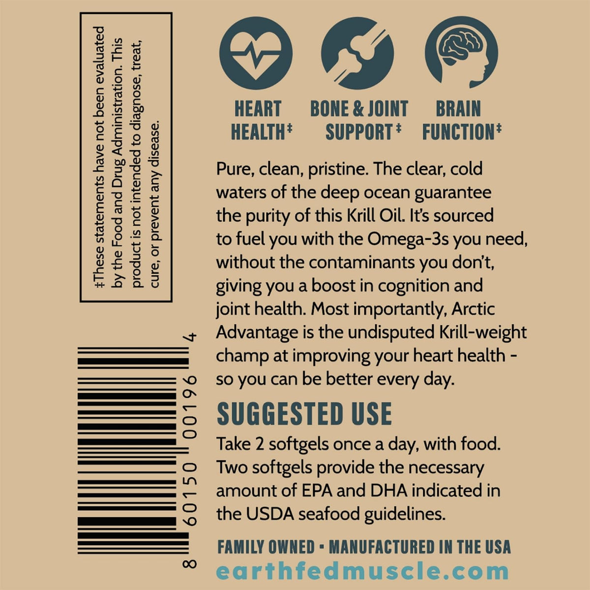 Earth Fed Muscle Huile de Krill Arctic Advantage product details