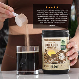 Earth Fed Muscle Poudre de Collagène Chocolat 522g avec cuillère doseuse
