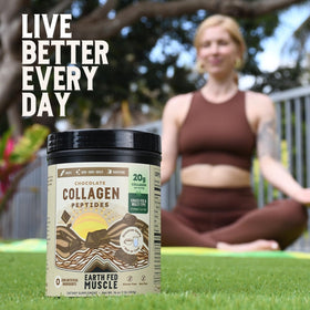 Earth Fed Muscle Poudre de Collagène Chocolat 522g en utilisation