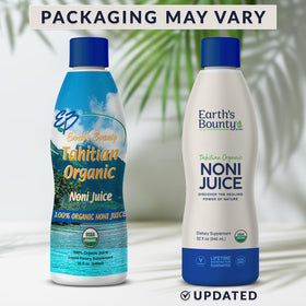 Earth's Bounty Jus de Noni Bio Tahitien étiquette détaillée