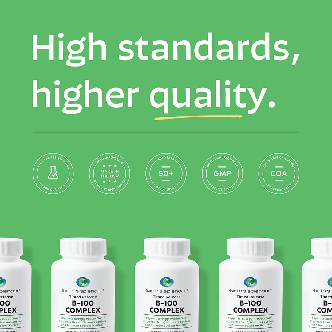 Earth's Splendor B Complex bottle with dosage